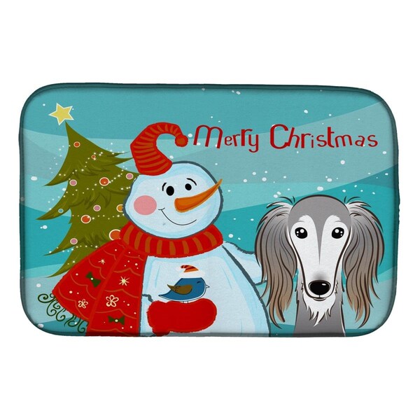 Carolines Treasures Snowman With Saluki Dish Drying Mat - BB1849DDM