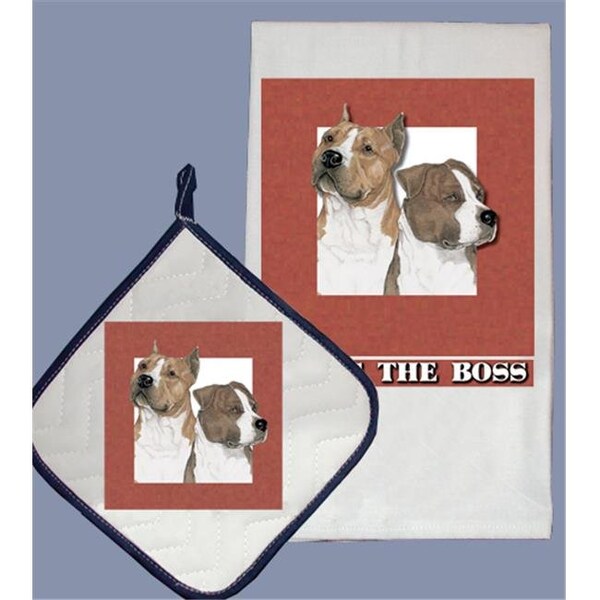 Pipsqueak Productions Pipsqueak Productions DP997 Dish Towel and Pot Holder Set - American Staffordshire - DP997