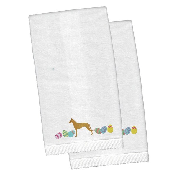 Carolines Treasures Pharaoh Hound Easter White Embroidered Plush Hand Towel - CK1668KTEMB