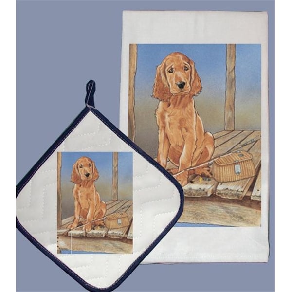 Pipsqueak Productions Pipsqueak Productions DP890 Dish Towel and Pot Holder Set - Irish Setter - DP890