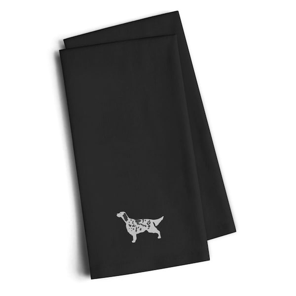 Carolines Treasures English Setter Black Embroidered Kitchen Towel, Set of 2 - BB3381BKTWE
