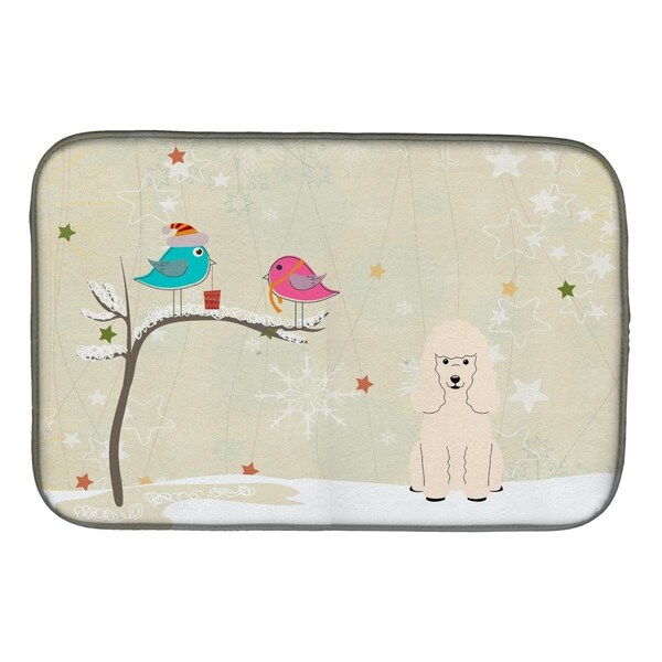 Carolines Treasures Christmas Presents Between Friends Poodle White Dish Drying Mat - BB2542DDM