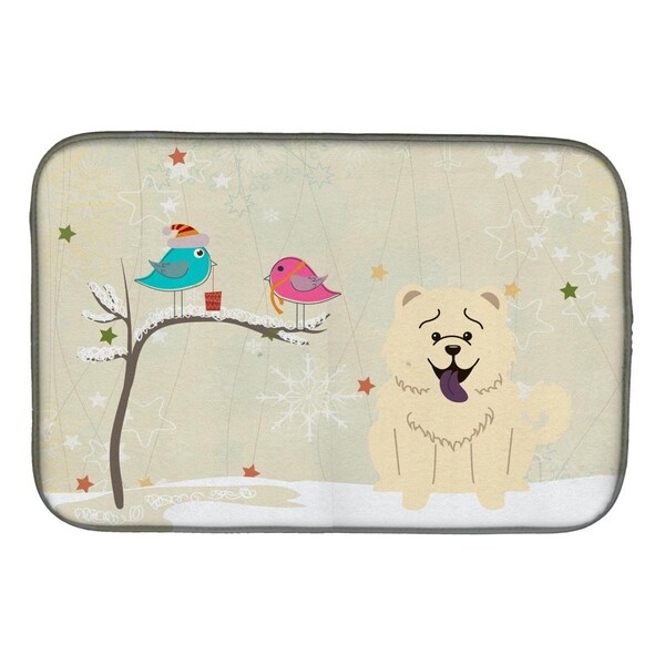 Carolines Treasures Christmas Presents Between Friends Chow Chow White Dish Drying Mat - BB2612DDM