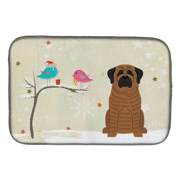 Carolines Treasures Christmas Presents Between Friends Mastiff Brindle Dish Drying Mat - BB2487DDM
