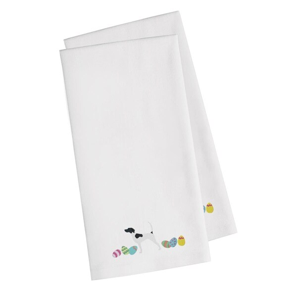 Carolines Treasures English Pointer Easter White Embroidered Kitchen Towel - CK1639WHTWE