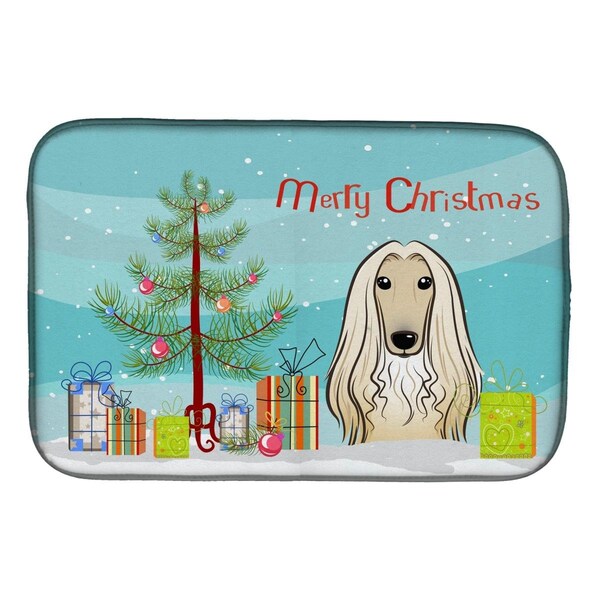 Carolines Treasures Christmas Tree & Afghan Hound Dish Drying Mat - BB1616DDM