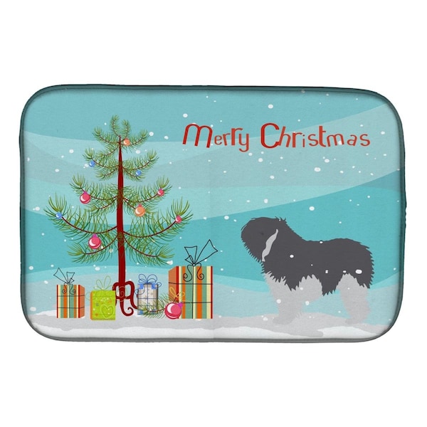 Carolines Treasures Polish Lowland Sheepdog Dog Merry Christmas Tree Dish Drying Mat - BB2950DDM
