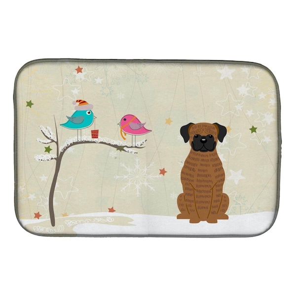 Carolines Treasures Christmas Presents Between Friends Brindle Boxer Dish Drying Mat - BB2589DDM