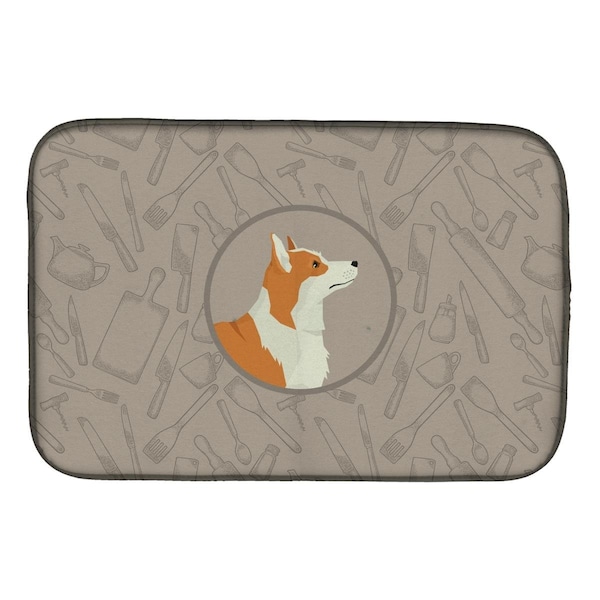 Carolines Treasures Pembroke Corgi in the Kitchen Dish Drying Mat - CK2201DDM