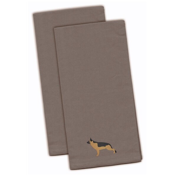 Carolines Treasures German Shepherd Gray Embroidered Kitchen Towel - BB3424GYTWE
