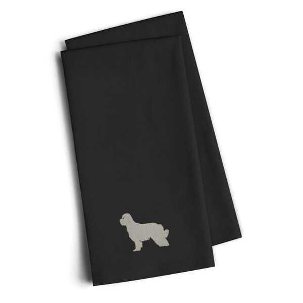 Carolines Treasures Pyrenean Shepherd Black Embroidered Kitchen Towel, Set of 2 - BB3418BKTWE