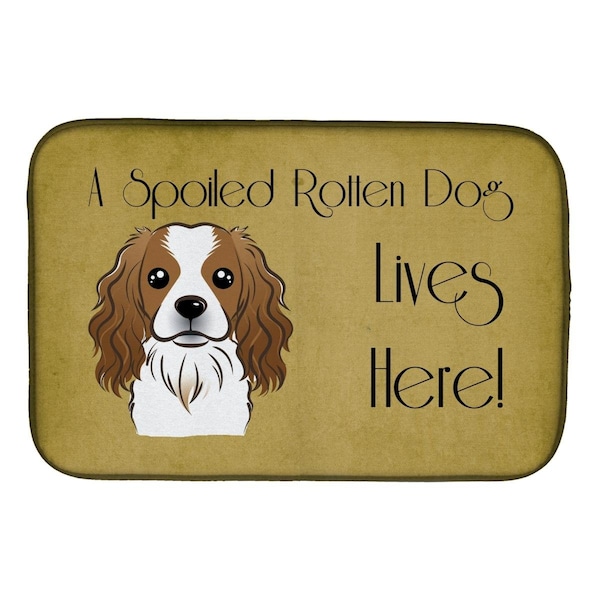 Carolines Treasures Cavalier Spaniel Spoiled Dog Lives Here Dish Drying Mat - BB1472DDM
