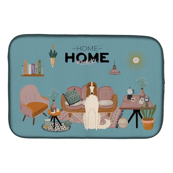 Carolines Treasures 14 x 21 in. Borzoi Sweet Home Dish Drying Mat - CK7868DDM