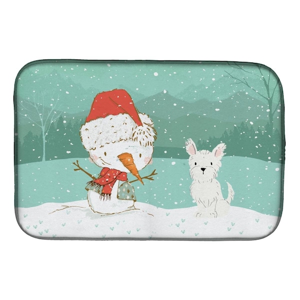 Carolines Treasures Westie Terrier Snowman Christmas Dish Drying Mat - CK2097DDM