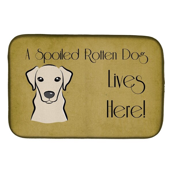 Carolines Treasures Yellow Labrador Spoiled Dog Lives Here Dish Drying Mat - BB1470DDM
