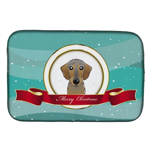 Carolines Treasures Wirehaired Dachshund Merry Christmas Dish Drying Mat - BB1543DDM