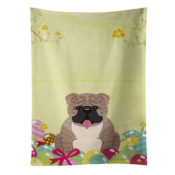 Carolines Treasures Easter Eggs English Bulldog Grey Brindle Kitchen Towel - BB6126KTWL