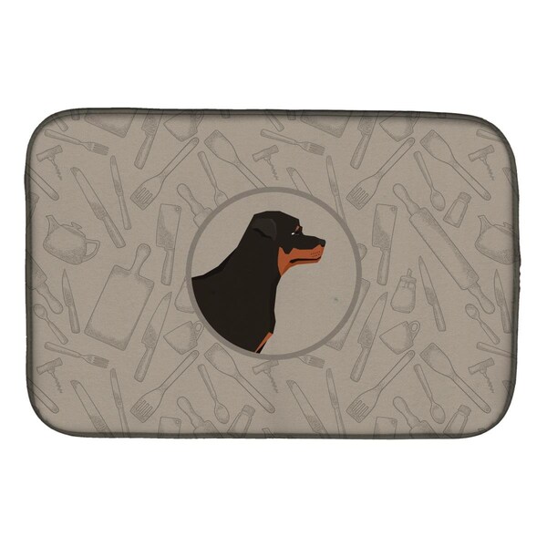 Carolines Treasures Rottweiler in the Kitchen Dish Drying Mat - CK2205DDM