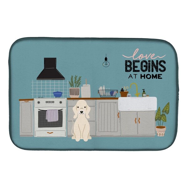 Carolines Treasures 14 x 21 in. Sandy Bedlington Terrier Kitchen Scene Dish Drying Mat - CK7795DDM