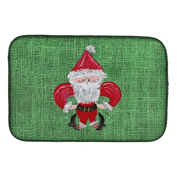 Carolines Treasures Christmas Santa Fleur De Lis Dish Drying Mat - 8746DDM