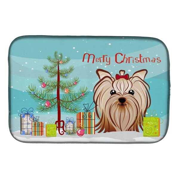 Carolines Treasures Christmas Tree & Yorkie Yorkishire Terrier Dish Drying Mat - BB1576DDM