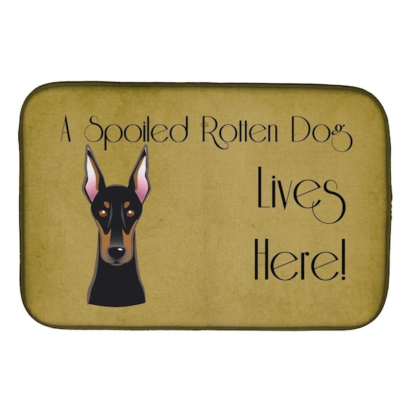 Carolines Treasures Doberman Spoiled Dog Lives Here Dish Drying Mat - BB1493DDM