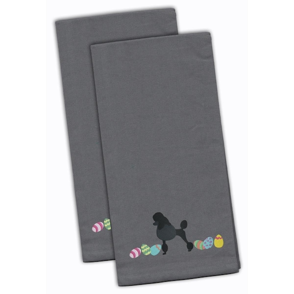 Carolines Treasures Poodle Easter Gray Embroidered Kitchen Towel - CK1671GYTWE