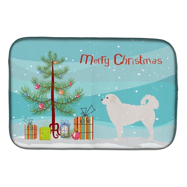 Carolines Treasures Polish Tatra Sheepdog Merry Christmas Tree Dish Drying Mat - BB2945DDM