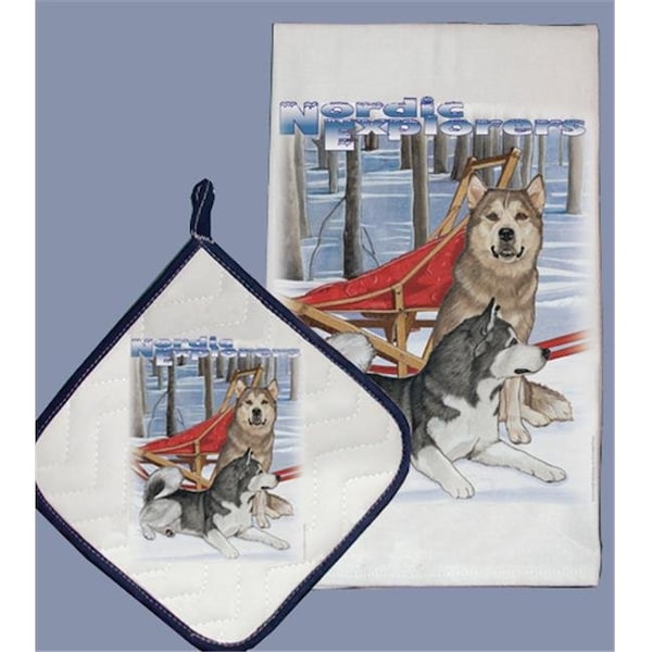 Pipsqueak Productions Pipsqueak Productions DP996 Dish Towel and Pot Holder Set - Alaskan Malamute - DP996