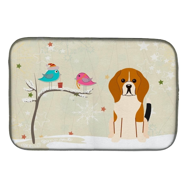 Carolines Treasures Christmas Presents Between Friends Beagle Tricolor Dish Drying Mat - BB2512DDM