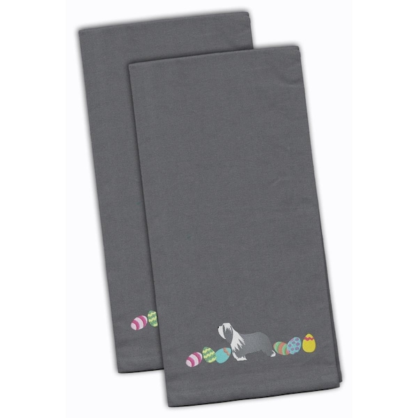 Carolines Treasures Bearded Collie Easter Gray Embroidered Kitchen Towel - CK1605GYTWE
