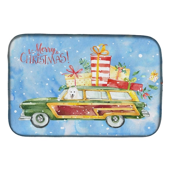 Carolines Treasures Merry Christmas Japanese Spitz Dish Drying Mat - CK2410DDM
