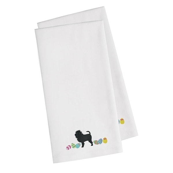 Carolines Treasures Affenpinscher Easter White Embroidered Kitchen Towel - CK1591WHTWE