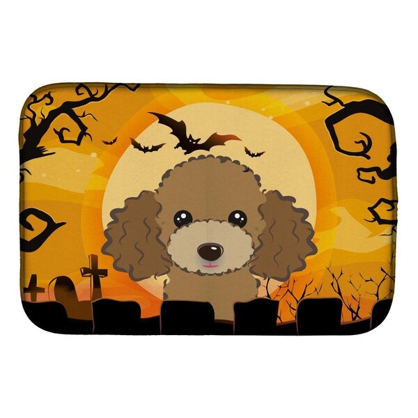 Carolines Treasures Halloween Chocolate Brown Poodle Dish Drying Mat - BB1814DDM