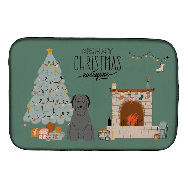 Carolines Treasures 14 x 21 in. Black Briard Christmas Everyone Dish Drying Mat - CK7644DDM