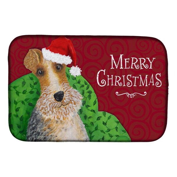 Carolines Treasures Wire Fox Terrier Christmas Dish Drying Mat - VHA3040DDM