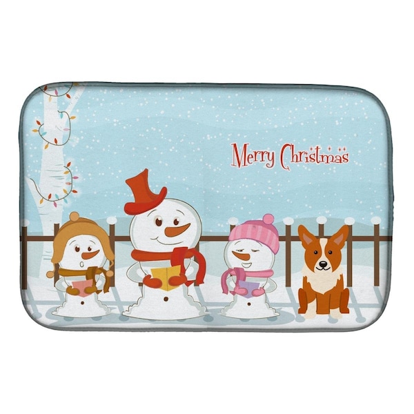 Carolines Treasures Merry Christmas Carolers Corgi Dish Drying Mat - BB2431DDM