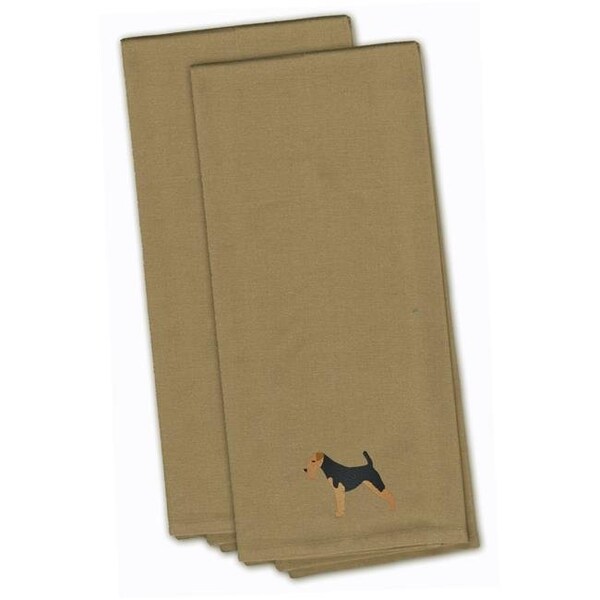Carolines Treasures Carolines Treasures BB3457TNTWE Airedale Terrier Tan Embroidered Kitchen Towel - Set of 2 - BB3457TNTWE