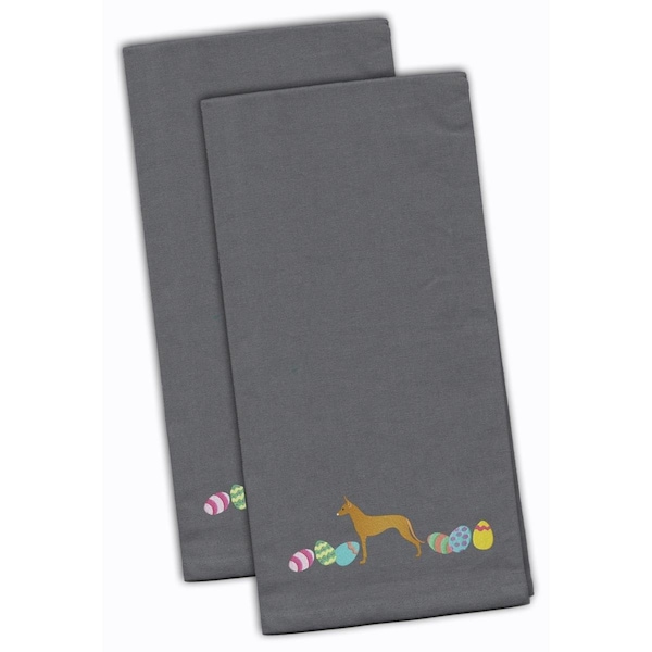 Carolines Treasures Pharaoh Hound Easter Gray Embroidered Kitchen Towel - CK1668GYTWE