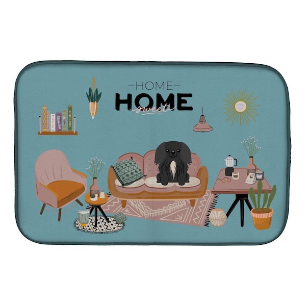 Carolines Treasures 14 x 21 in. Black Pekingese Sweet Home Dish Drying Mat - CK7952DDM