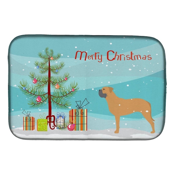 Carolines Treasures Bullmastiff Merry Christmas Tree Dish Drying Mat - BB2989DDM
