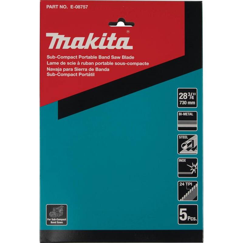 Hoja de sierra de banda portátil subcompacta LXT de 28-3/4 pulgadas y 24 TPI de Makita (paquete de 5) - E-08757