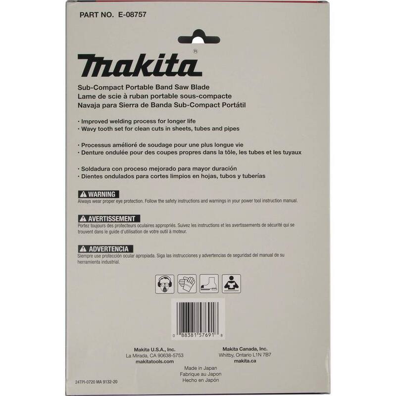 Hoja de sierra de banda portátil subcompacta LXT de 28-3/4 pulgadas y 24 TPI de Makita (paquete de 5) - E-08757