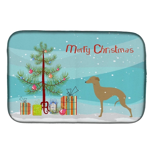 Carolines Treasures Italian Greyhound Merry Christmas Tree Dish Drying Mat - BB2932DDM