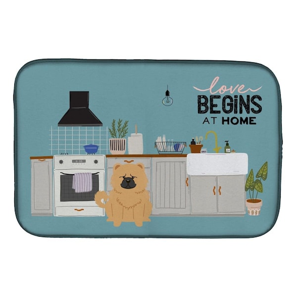 Carolines Treasures 14 x 21 in. Cream Chow Chow Kitchen Scene Dish Drying Mat - CK7848DDM