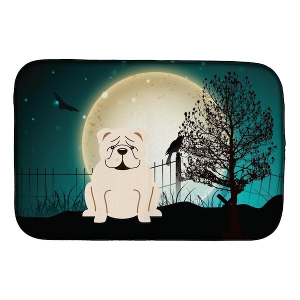 Carolines Treasures Halloween Scary English Bulldog White Dish Drying Mat - BB2313DDM