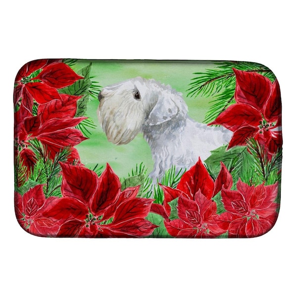 Carolines Treasures Sealyham Terrier Poinsettas Dish Drying Mat - CK1332DDM