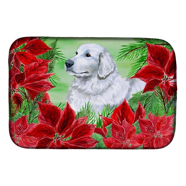 Carolines Treasures Maremma Sheepdog Poinsettas Dish Drying Mat - CK1323DDM