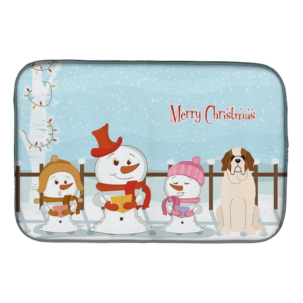 Carolines Treasures Merry Christmas Carolers Saint Bernard Dish Drying Mat - BB2366DDM