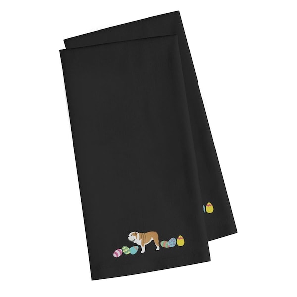 Carolines Treasures English Bulldog Easter Black Embroidered Kitchen Towel - CK1636BKTWE